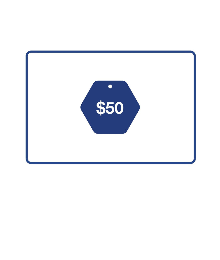 $50 gift card displayed against a plain white background - Industry of All Nations