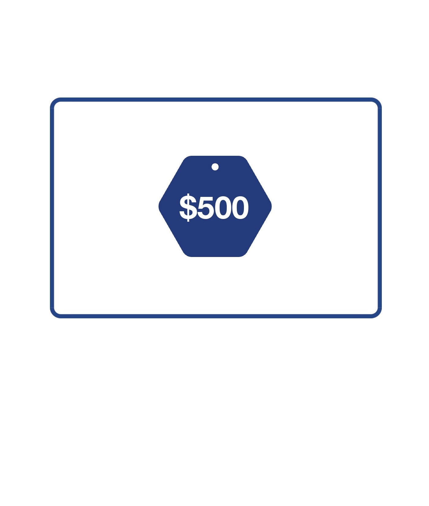 Blue price tag with $500 label - Industry of All Nations